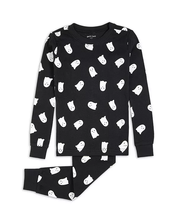 

Детский пижамный комплект унисекс с принтом в виде светящихся в темноте призраков. Petit Lem, черный