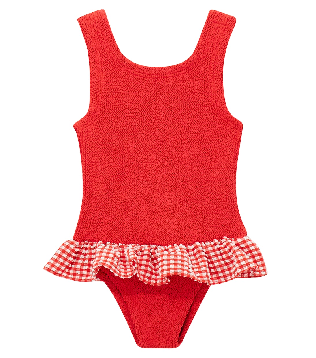 

Купальник с рюшами Duo Denise в клетку Hunza G Kids, Red/Red Gingham