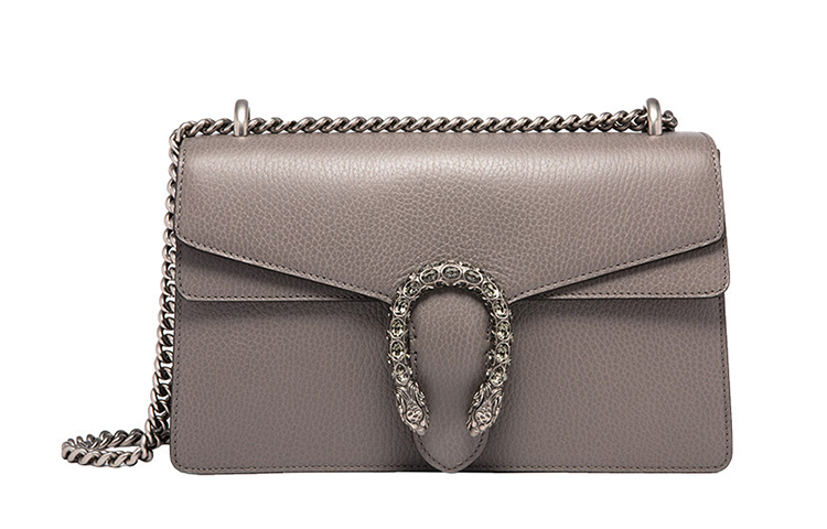 

GUCCI Дионис Кожаная сумка через плечо на цепочке Маленькая женская серая