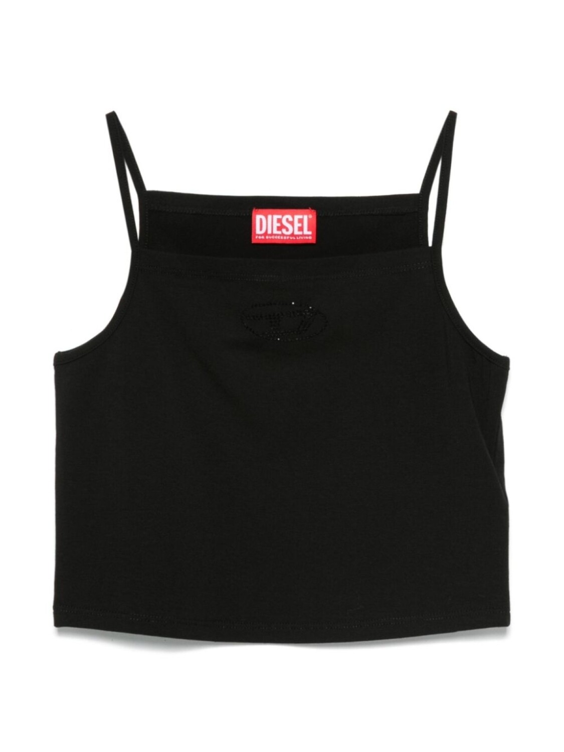 

Майка Diesel Kids с логотипом из стразов, черный