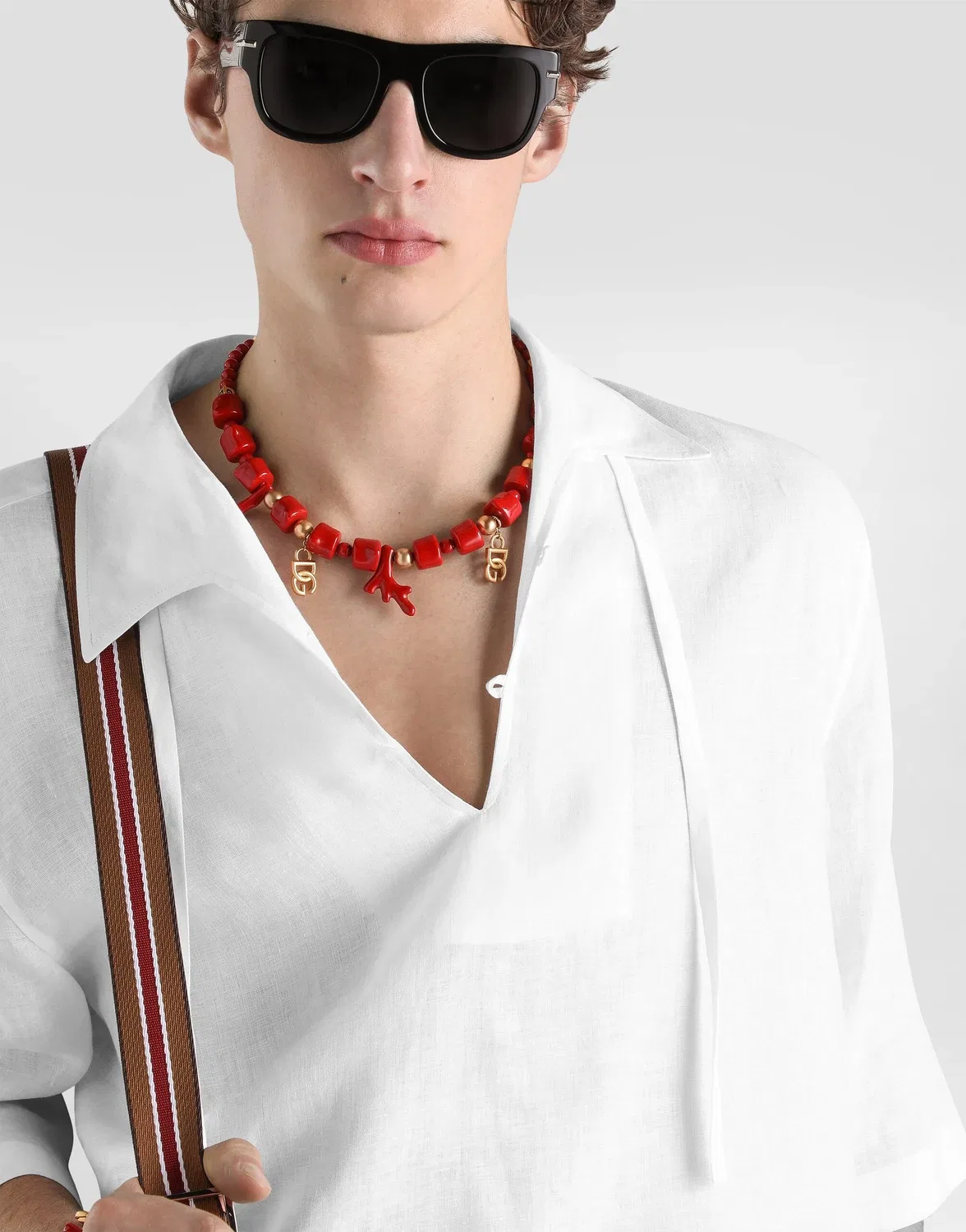 Гавайская рубашка изо льна DOLCE & GABBANA, белый — фото 3