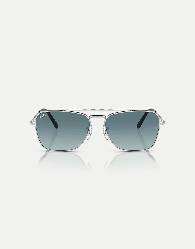 

Солнцезащитные очки Ray-Ban New Caravan Square с синими линзами в серебристом цвете