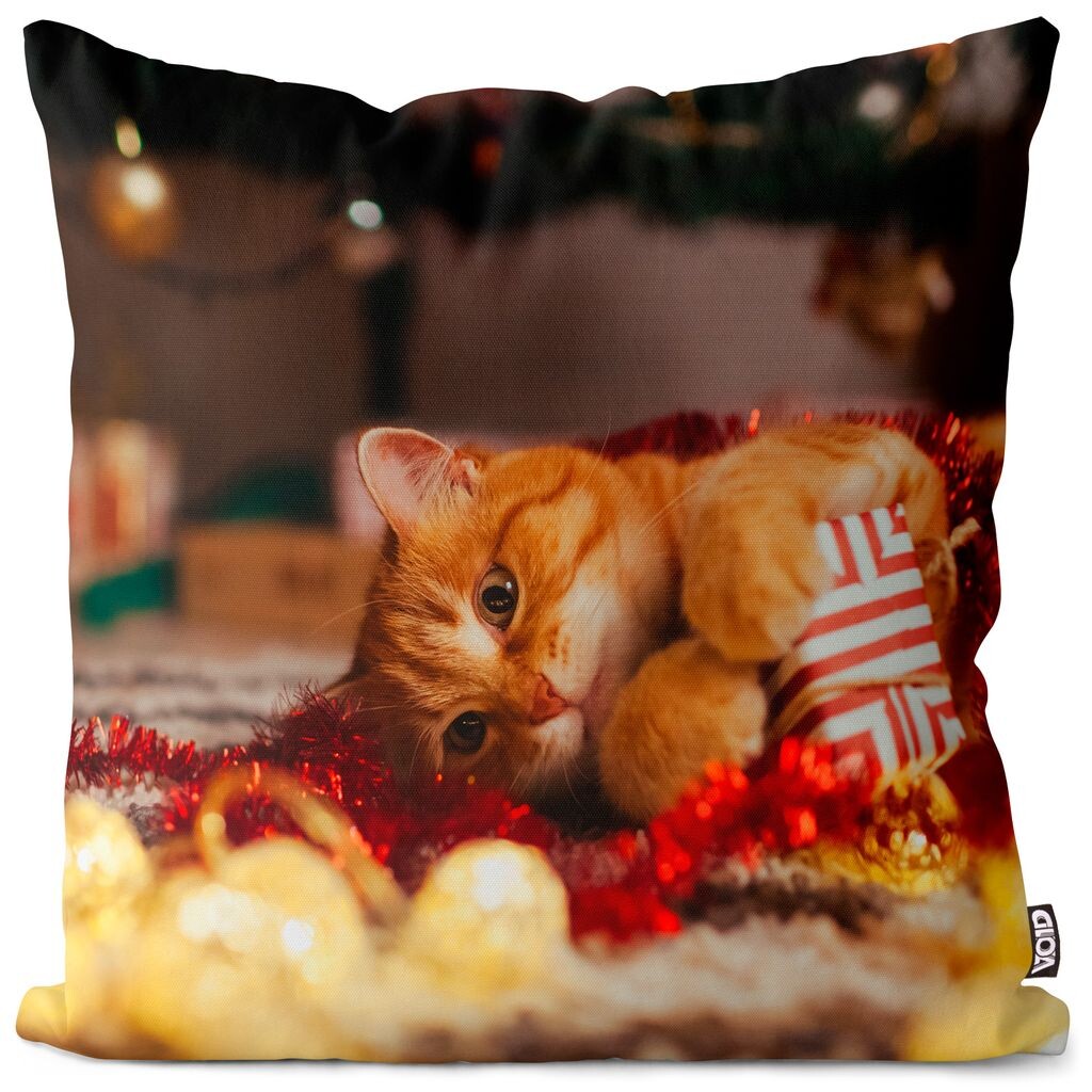 

VOID Cat Christmas Cristbaum Чехол на подушку Полиэстер Водонепроницаемая подушка для улицы и дома Размер: 60 x 60 см