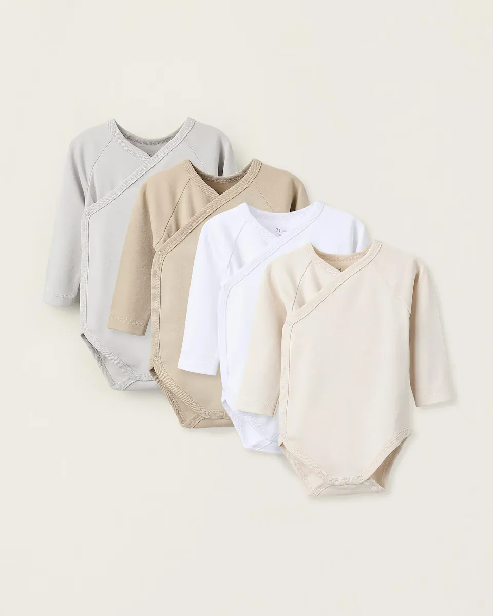 

Набор из 4 боди для маленьких мальчиков из 100% хлопка с перекрестной застежкой Zippy, мультиколор