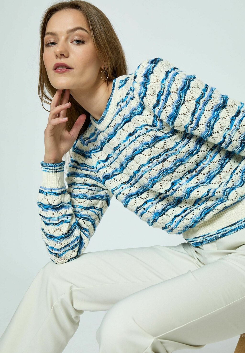 

Вязаный свитер KALIMA ROUND NECK Minus, синий
