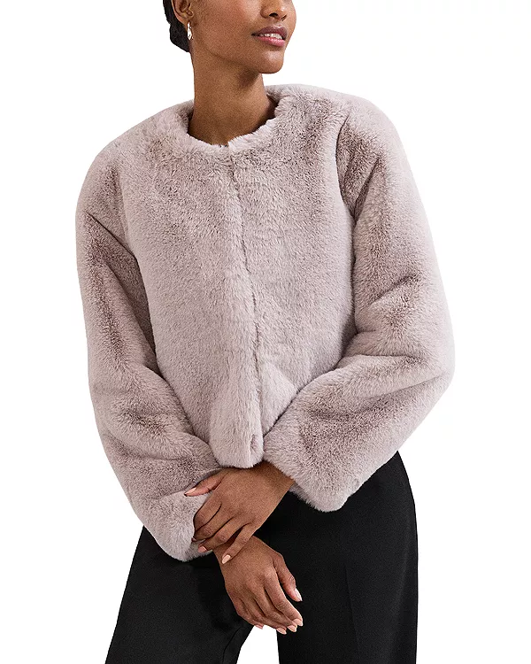 

Пальто из искусственного меха с кристаллами Phase Eight, серый