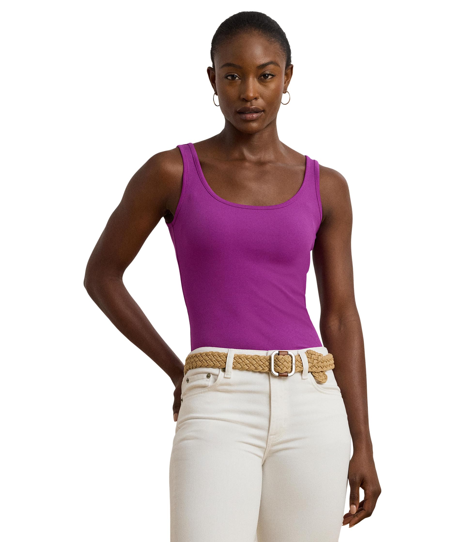 

Топ Lauren Ralph Lauren Stretch Cotton Tank Top, Purple Dawn