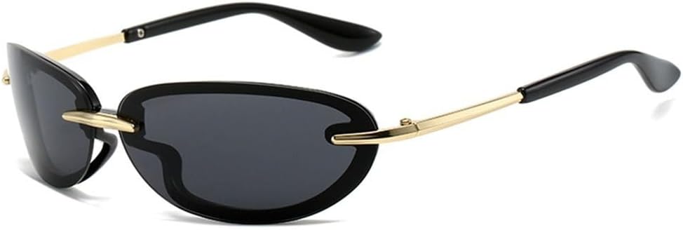 

Солнцезащитные очки прямоугольной формы в стиле Y2K, без оправы, с защитой от УФ-излучения UV400, спортивные, для вождения, конфетного цвета, сине-зеленые, для активного отдыха KTUCN, Black Gray