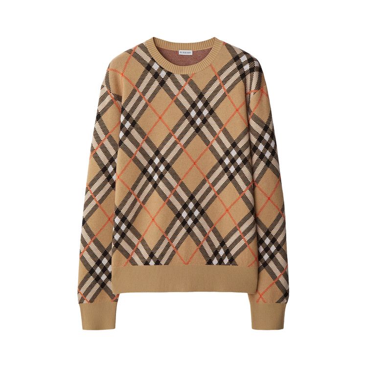 

Свитер Burberry Check Wool Blend Sweater Sand, желто-коричневый