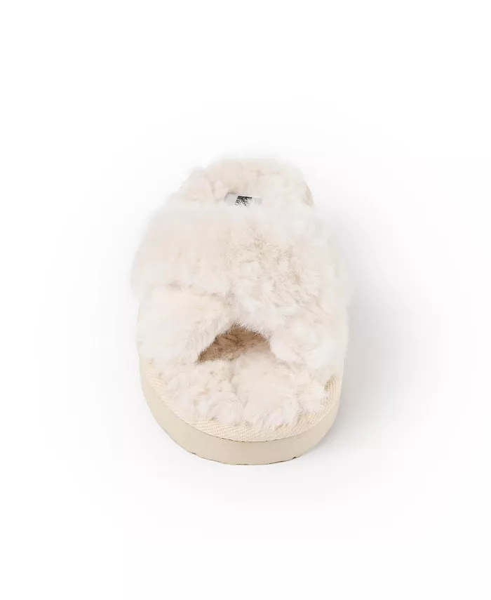 Женские тапочки с перекрестными ремешками из искусственного меха Teddy Minnetonka, загар/бежевый — фото 4