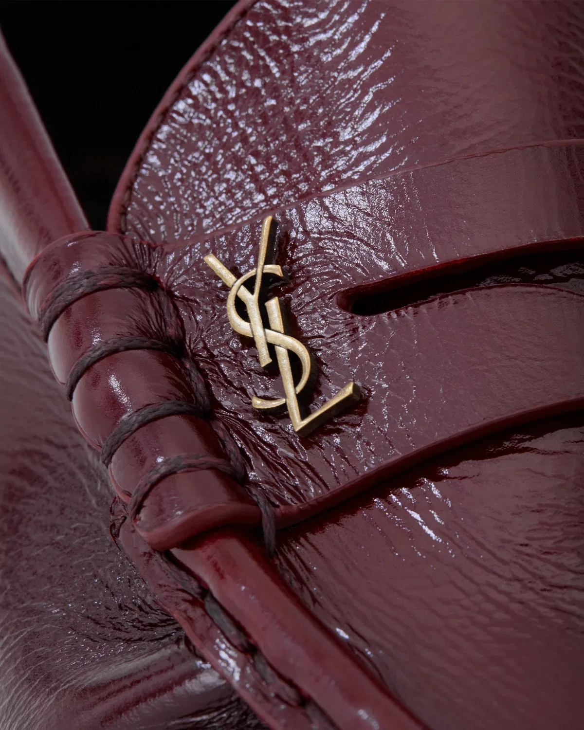 Легкие лоферы из гладкой кожи SAINT LAURENT, бордовый — фото 4