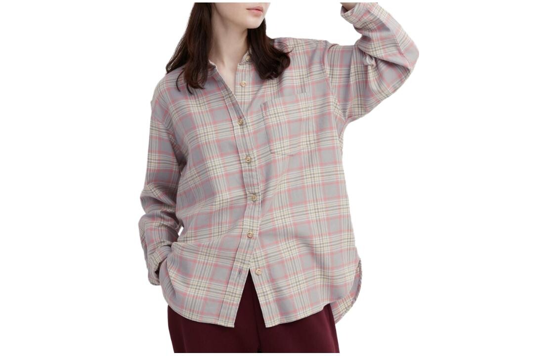 

Рубашка Uniqlo фланелевая с длинными рукавами, серый