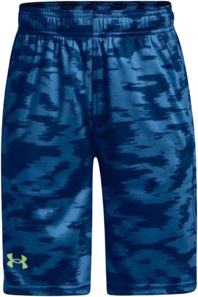 

Прототипные шорты Under Armour Boys с логотипом бренда, Photon Blue/Lime Fizz - 406