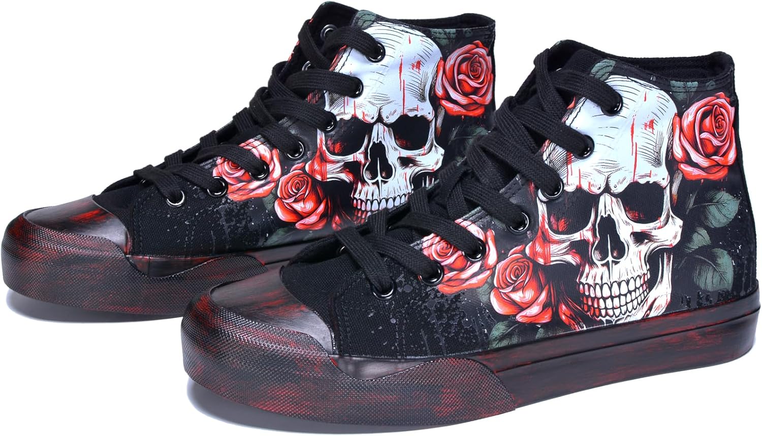 Женские кроссовки GXZUORUI Gothic Skull, модные мужские туфли с ручной росписью в стиле граффити, панк-косплей, хип-хоп, для подростков, студентов, повседневная уличная обувь, красный — фото 4