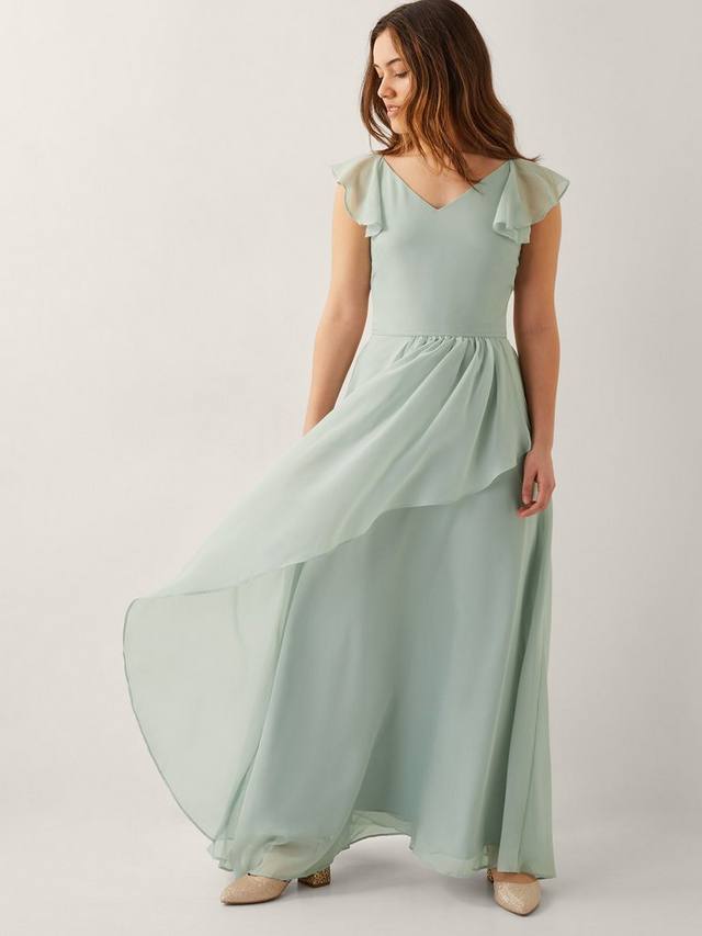 

Детское платье миди Indi с оборками на рукавах Monsoon, Sage