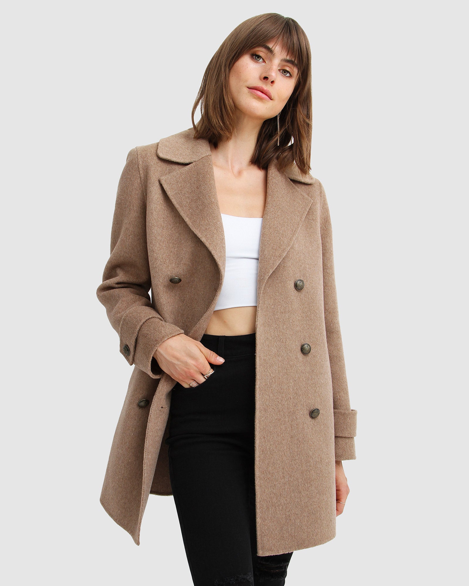 

Пальто из смеси шерсти и шерпы с воротником Liberty Belle&Bloom, цвет oat