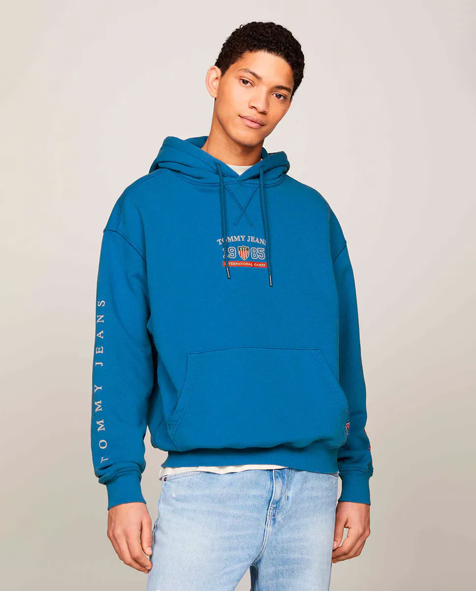 

Мужская толстовка с капюшоном и карманом-кенгуру International Games Tommy Jeans, синий