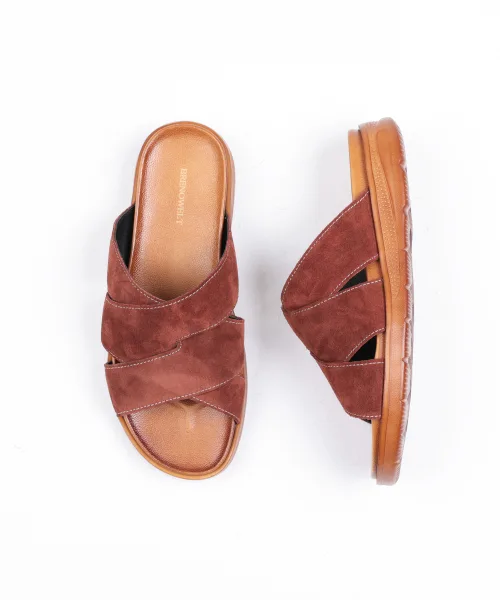 Мужские сандалии из натуральной кожи Antique Italy Suede Cognac BRENOWELT коричневые — фото 3