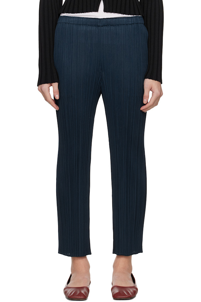 

Ежемесячные цвета апрельские брюки Pleats Please Issey Miyake, синий