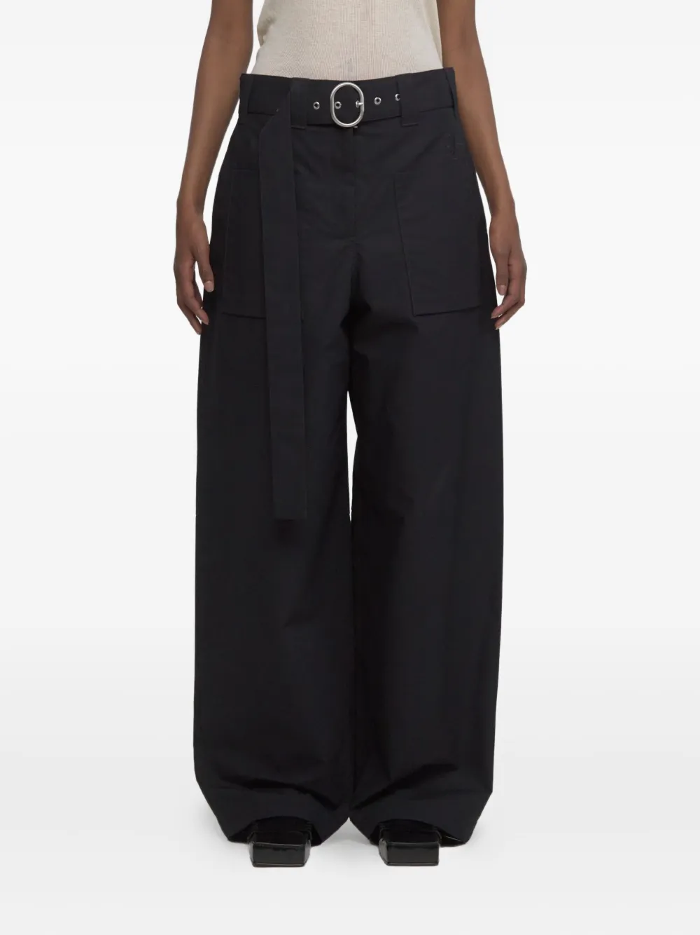 

Брюки с поясом и карманами JIL SANDER, черный