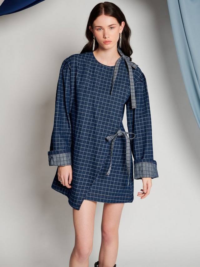 

Мини-платье из денима в клетку campbell GHOSPELL, цвет Blue Denim