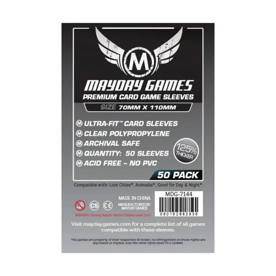 

Большой конверт премиум-класса, размер № 2, 70 x 110 мм (50), Board Game Sleeves (Mayday Games)