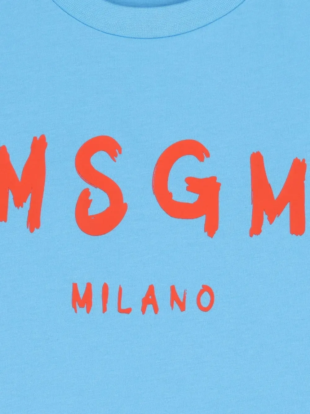 Хлопковая футболка с логотипом Msgm Kids, синий — фото 3
