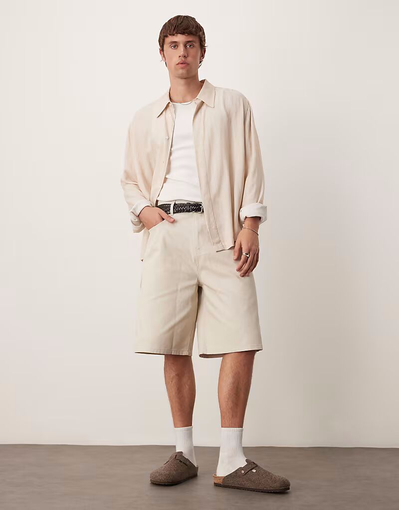 

Длинные парусиновые шорты ASOS DESIGN цвета «камень»
