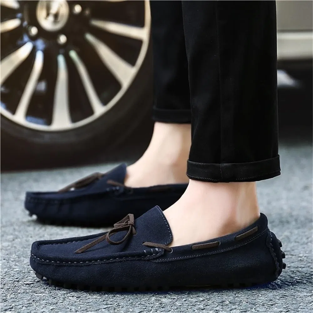 Лоферы мужские из нубука, Boat Shoes, синий DHFIRUFSHLO — фото 2