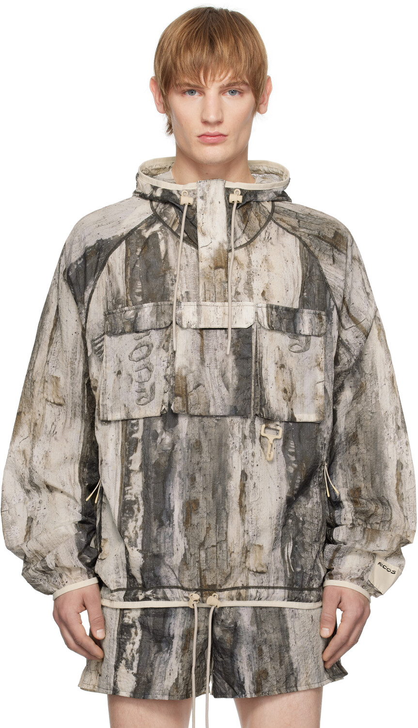 

Складная куртка-анорак из нейлона цвета Off-White & Taupe RCOS