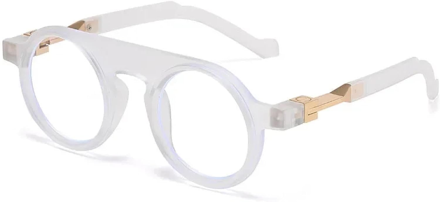 

Солнцезащитные очки с защитой от УФ-излучения UV400 | Круглые, в стиле стимпанк | Для женщин и мужчин, для занятий спортом на открытом воздухе и вождения DSVIGF, White Clear