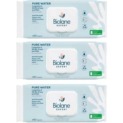 

Салфетки Expert Pure Water Wipes, 60 шт. - упаковка из 3 шт. Biolane