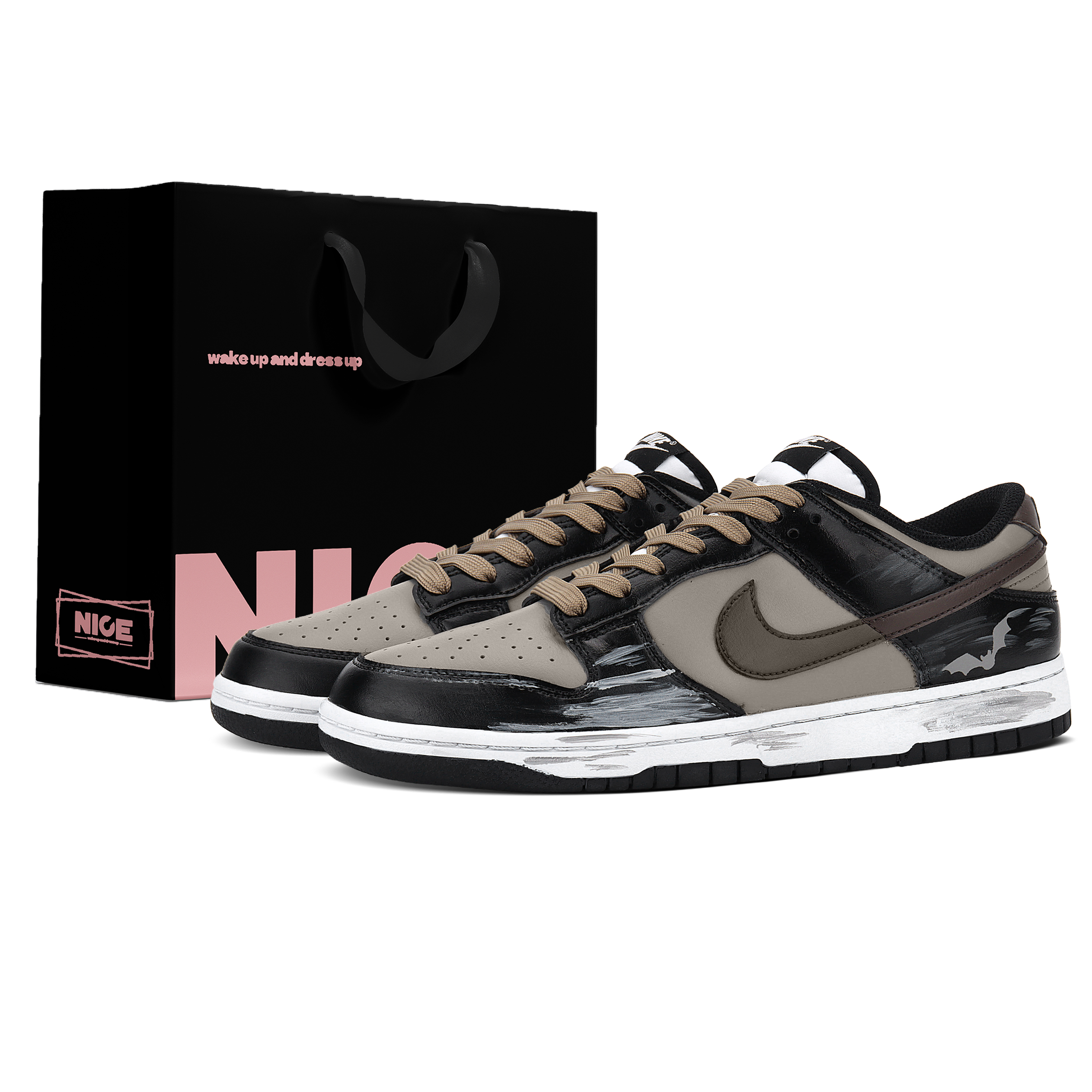 

Nike Dunk Abrasion Resistant Slip Resistant низкие кроссовки для скейтбординга Unisex серо-коричневый