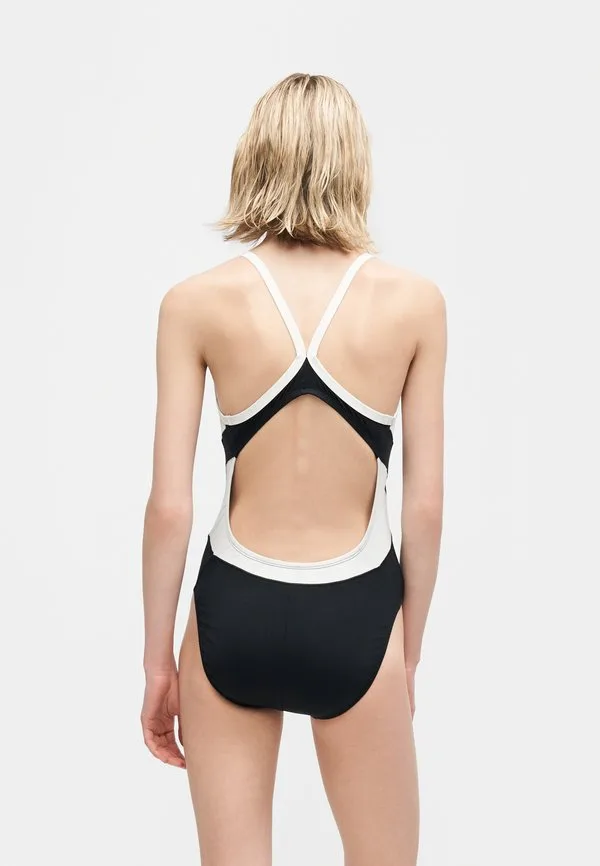 Слитный купальник hydrastrong с цветными блоками и спинкой-борцовкой Nike Swim, Black/White — фото 3