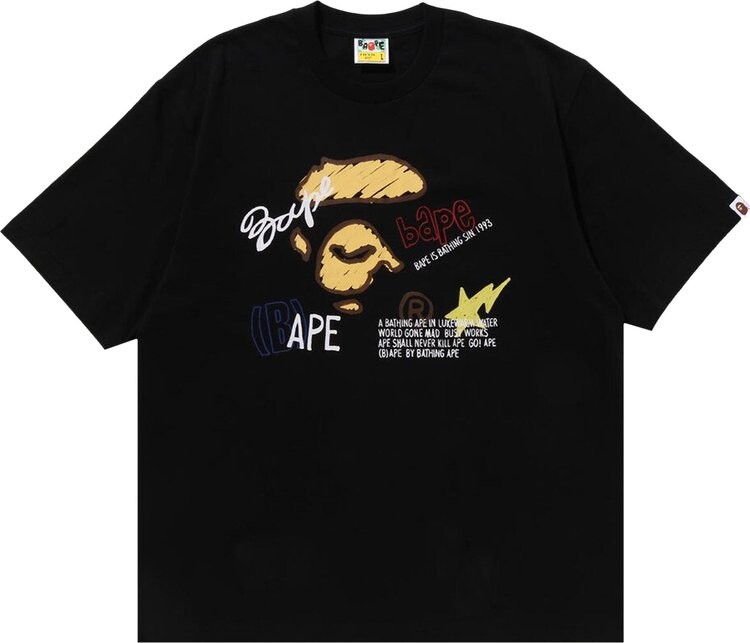 

Футболка BAPE Hand Draw Graphic Relaxed Fit 'Black', черный