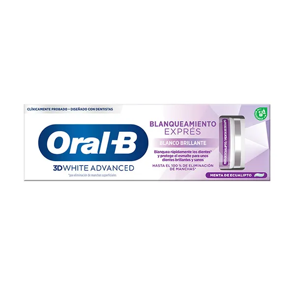 Ярко-белая зубная паста 3D White Advanced Blanqueamiento Exprés Oral B, 75 ml — фото 2
