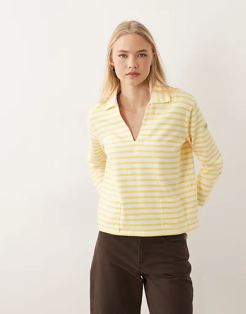 Вязаный пуловер в полоску Polo Ralph Lauren, желтый — фото 4