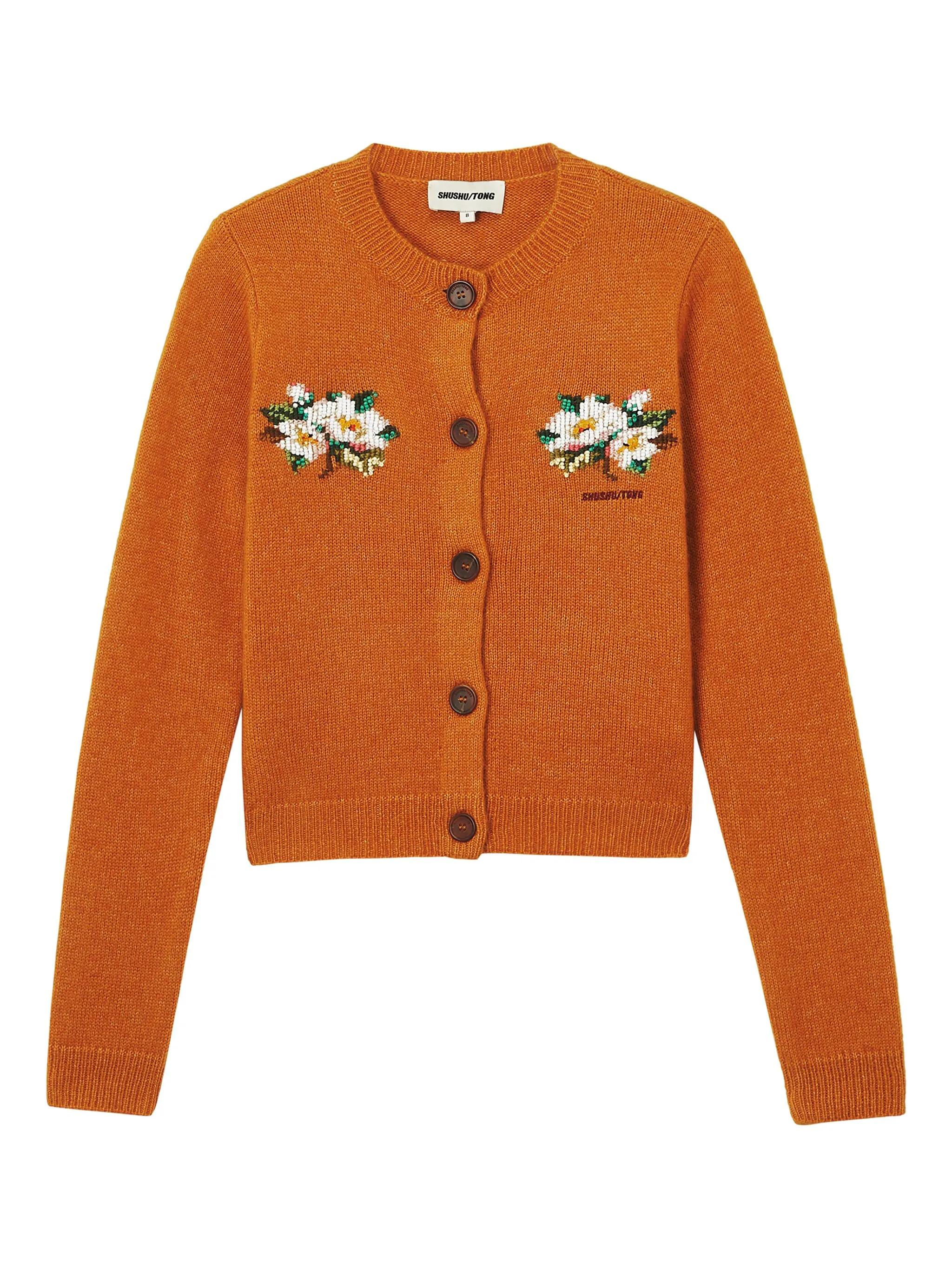 

Кардиган с цветочным декором Shushu/Tong, оранжевый