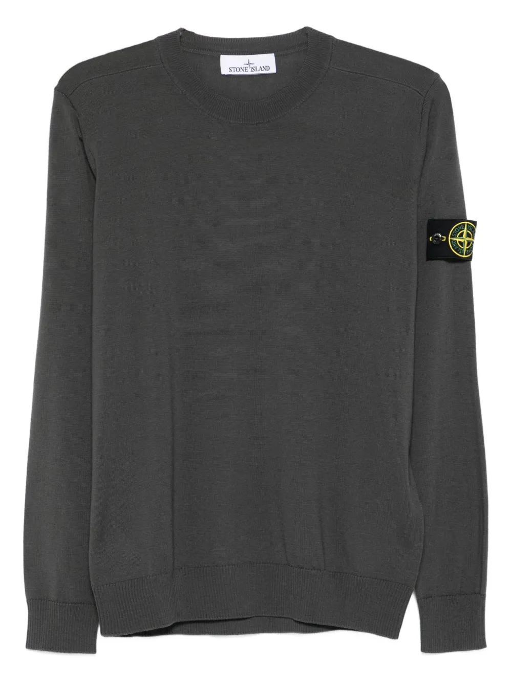 

Свитер с круглым вырезом и значком компаса Stone Island, серый