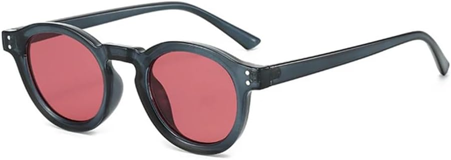 

Модные маленькие круглые панк-солнцезащитные очки для женщин в стиле ретро с заклепками, для мужчин, с прозрачными, серыми и розовыми линзами цвета океана, защита от УФ-излучения UV400 KTUCN, Gray Pink