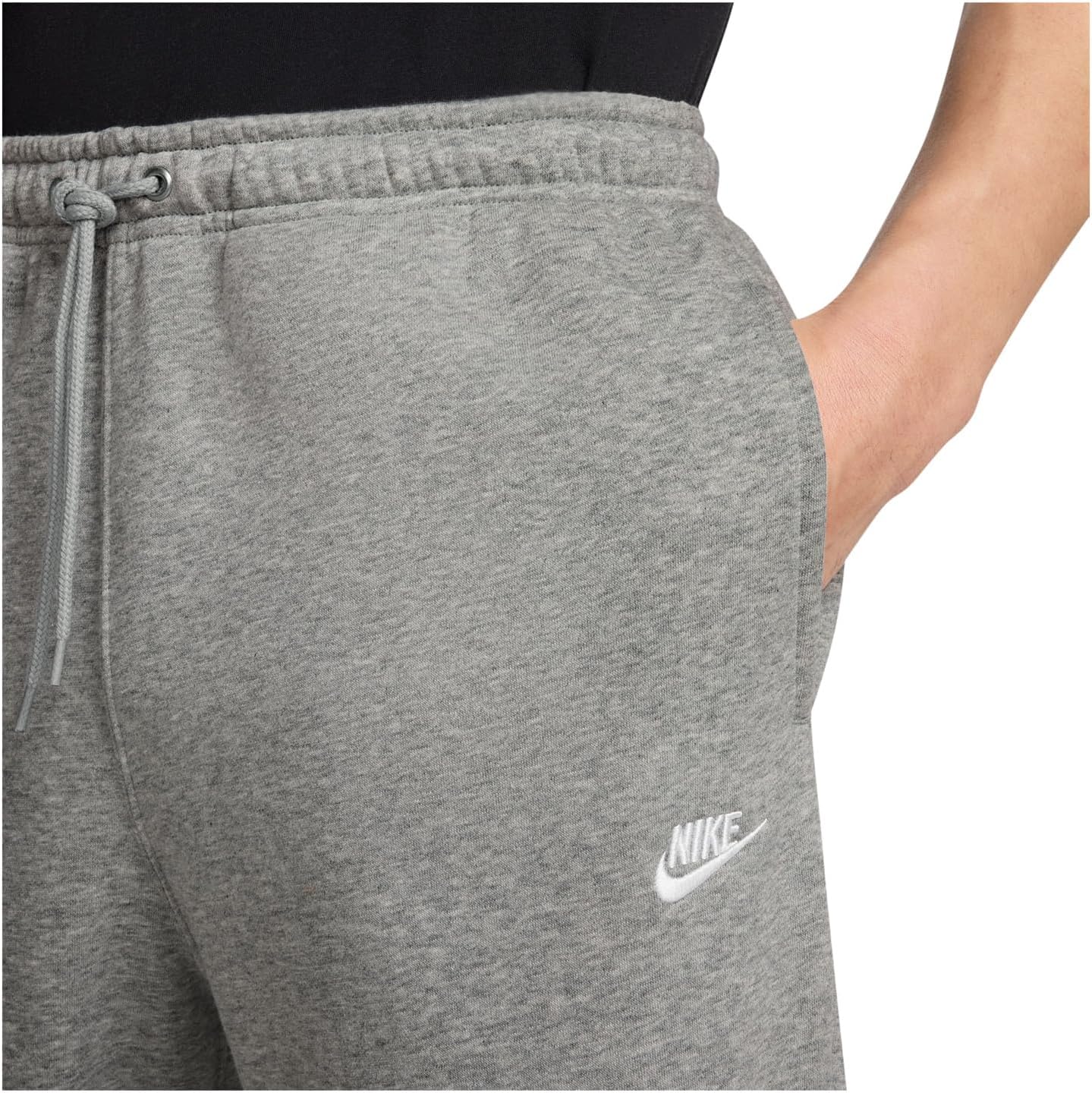 Брюки Nike Sportswear Club Fleece Bungee Pants, цвет Dark Grey Heather/Light Smoke Grey/White — фото 3