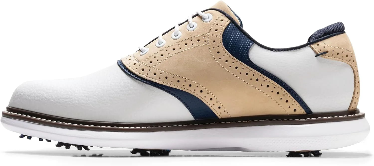 Мужские гольф-туфли FootJoy Traditions, белый/хаки — фото 3