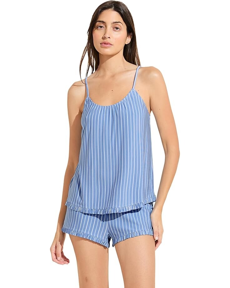 

Шорты Eberjey Gisele Printed - The Ruffle Cami & Shorts Set, цвет Nordic Stripes Vista/Blue