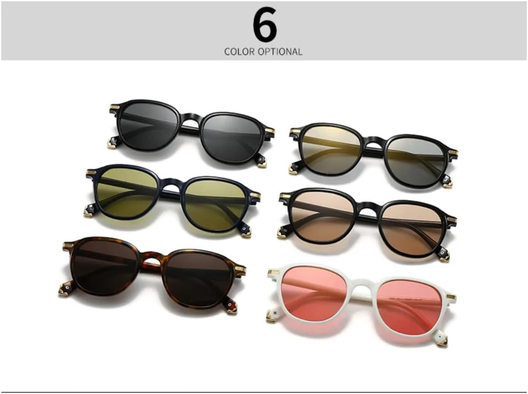 

Солнцезащитные очки для мужчин и женщин - защита UV400 - круглые линзы в стиле панк, цветные, для занятий спортом на открытом воздухе и вождения DSVIGF, Black Tea