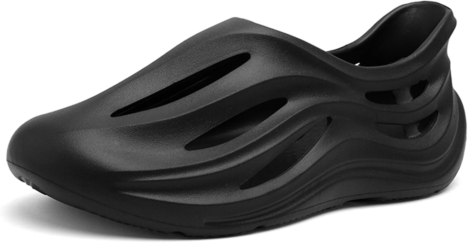 

Мужские слипоны из пены с вырезами, стиль Foam Runner, легкие, прочные, из материала EVA, дышащие, мягкие пляжные сандалии с вентиляцией для мужчин Inkuil, черный