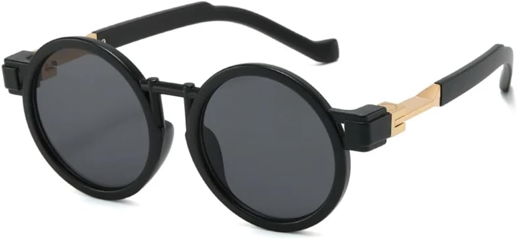 

Круглые женские солнцезащитные очки в стиле стимпанк, защита от УФ-излучения UV400, модные мужские солнцезащитные очки оранжево-синего цвета с прозрачной градиентной оправой UUPTTPL, Matte Black Gray