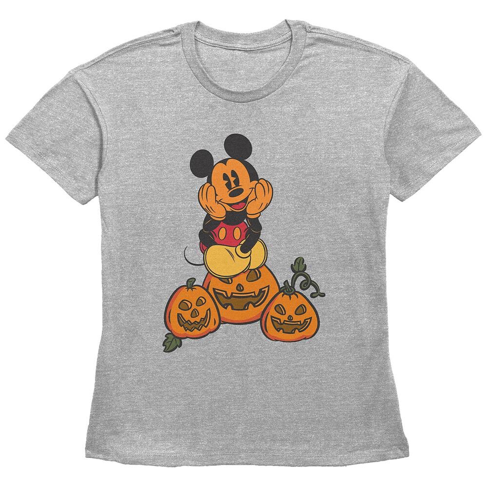 

Женская футболка с рисунком Микки Мауса Disney's и тыквой, цвет Heather Gray