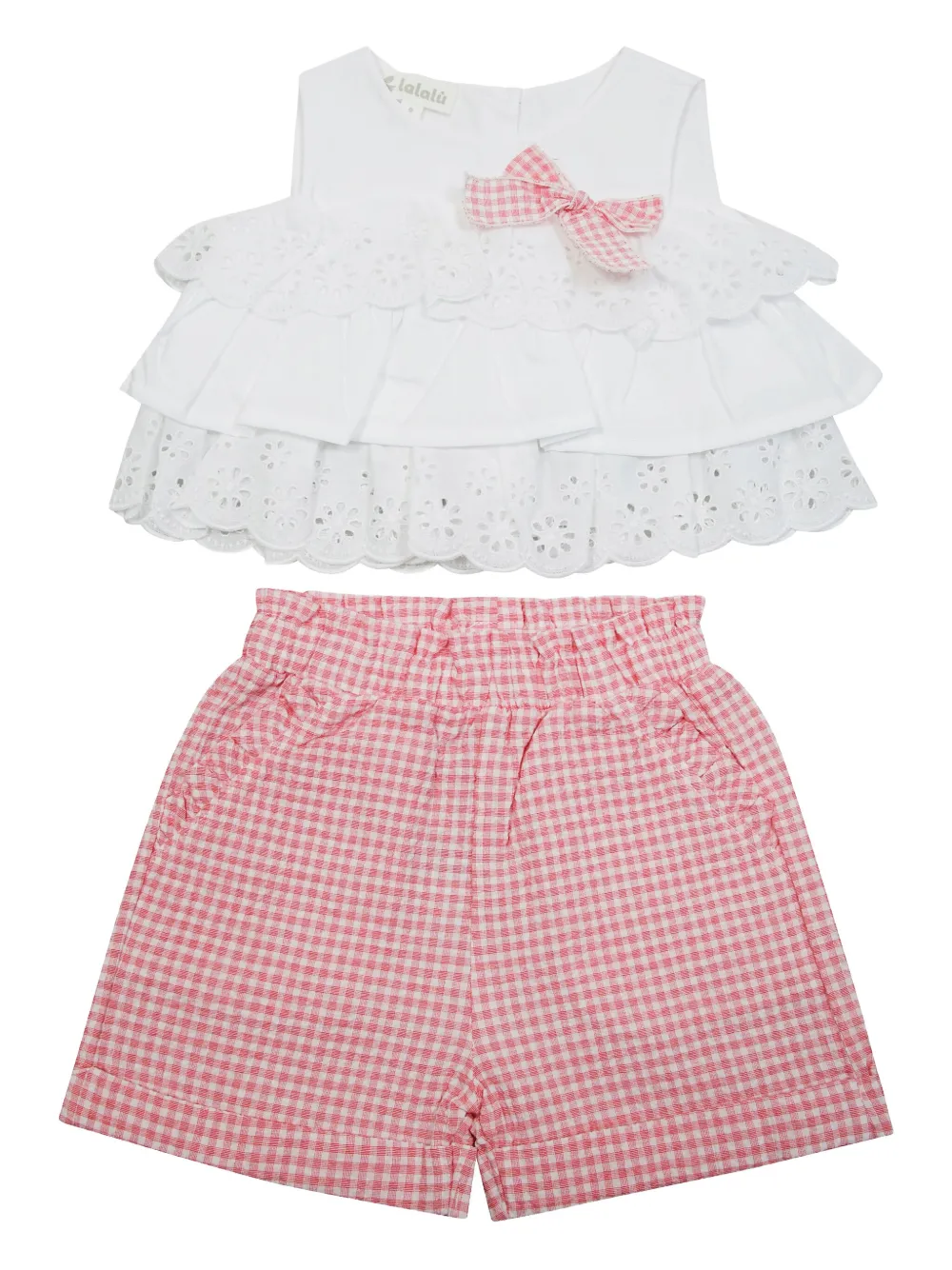 

Комплект из топа и шортов в клетку гингем Lalalu, белый
