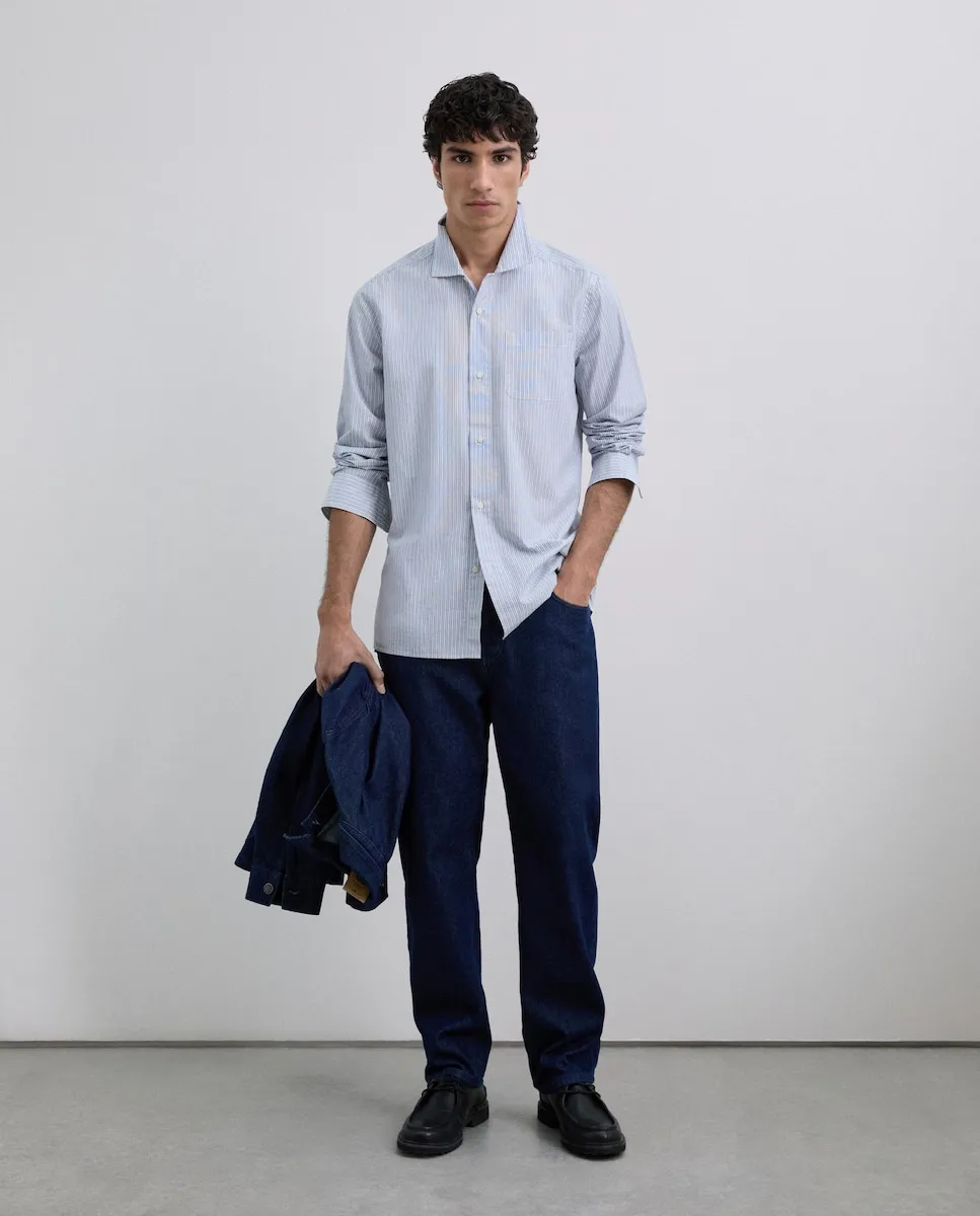 

Мужская рубашка из хлопка в полоску Scalpers, синий