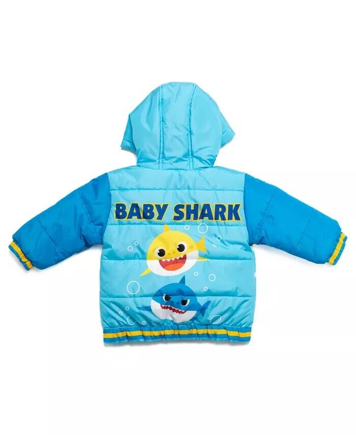 Зимнее пальто на молнии для маленьких мальчиков Baby Shark Daddy Shark, куртка-пуховик Pinkfong, синий — фото 4